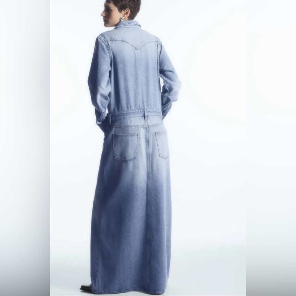 COS Denim Maxi Shirt Dress Sz. 12 - Picture 2 of 16